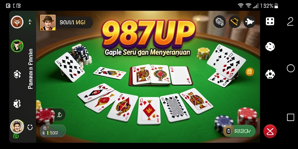 Tampilan gameplay 987UP yang menarik saat bermain Gaple.