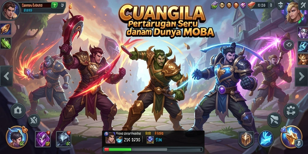 Tangkapan layar menunjukkan pertarungan epik dalam gameplay MOBA CUANGILA.