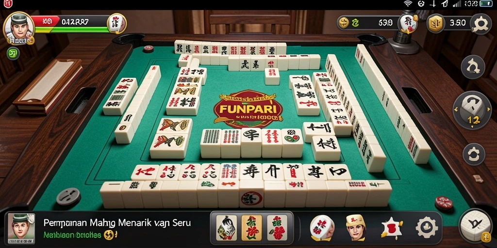 Tampilan gameplay FUNPARI dengan berbagai ubin Mahjong.
