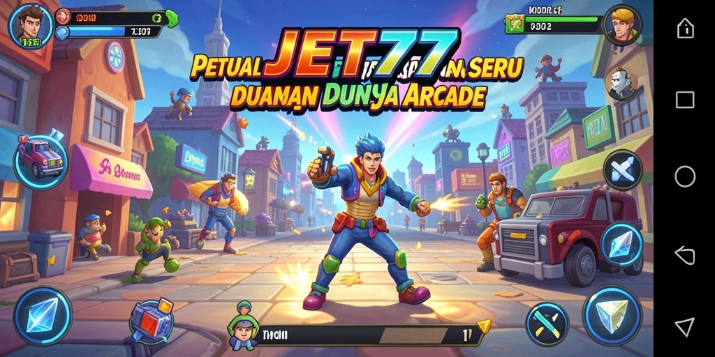 Tampilan gameplay JET77 yang penuh aksi dan warna.