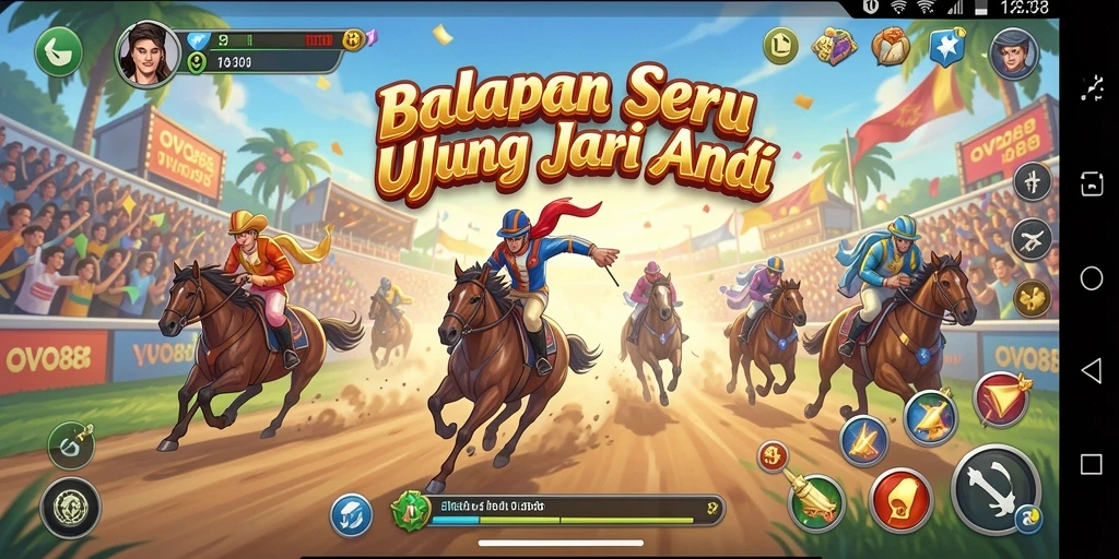 Tampilan gameplay OVO88 yang menegangkan dengan mobil balap berkecepatan tinggi.